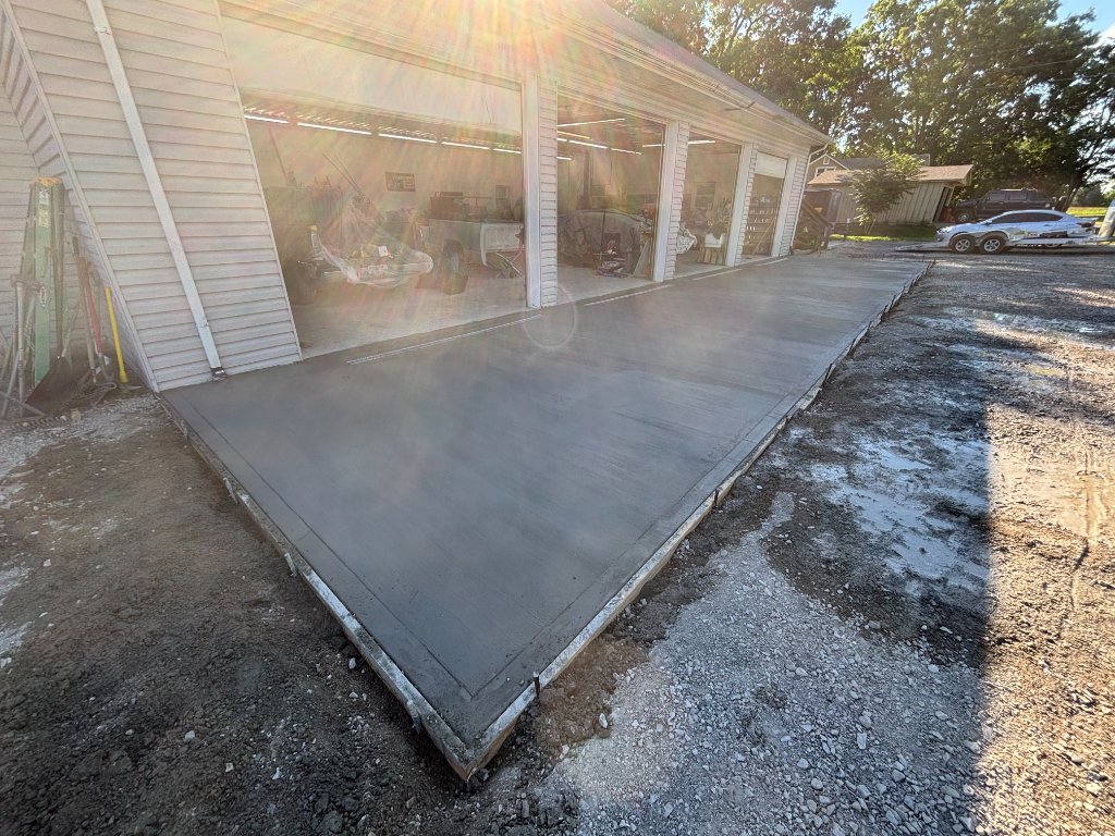 Completed concrete apron