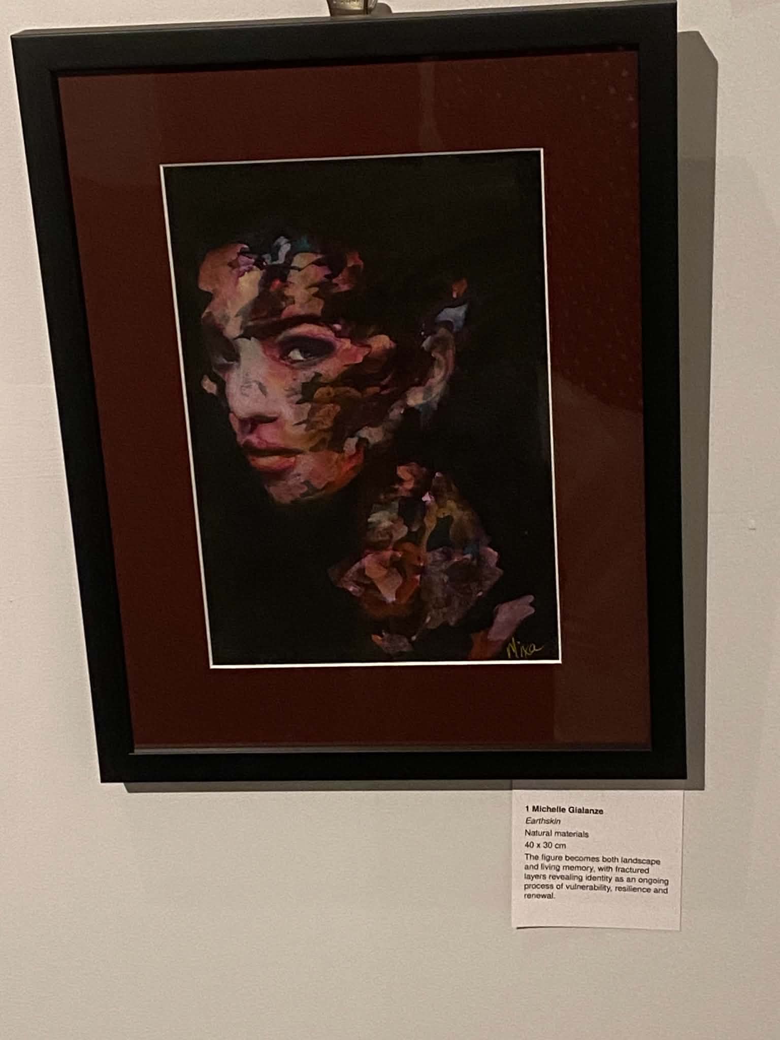 Michelle Gialanze — Earthskin, natural materials, 40 x 30 cm. KIND | STRANGE | BEAUTIFUL exhibition, Malta Society of Arts, Palazzo de La Salle, Valletta