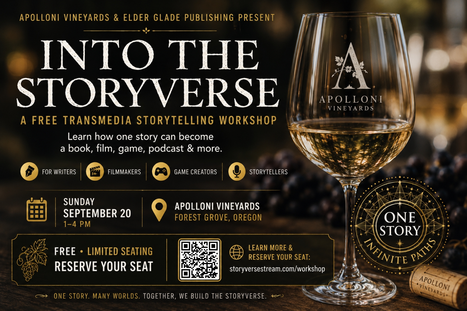 Into the Storyverse — Free Transmedia Storytelling Workshop at Apolloni Vineyards