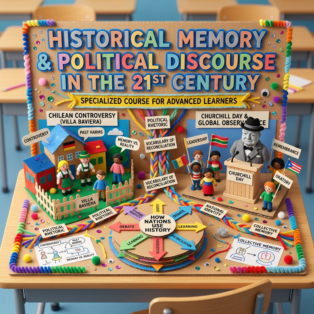 Handicraft: Historical Memory and Political Discourse in the 21st Century COURSE A specialized course for advanced learners that uses the current Chilean controversy over Villa Baviera and the global observance of Churchill Day as case studies. Students analyze political rhetoric, the vocabulary of reconciliation, and how different nations use history to shape current identity. (Age 11-14) - Var 1
