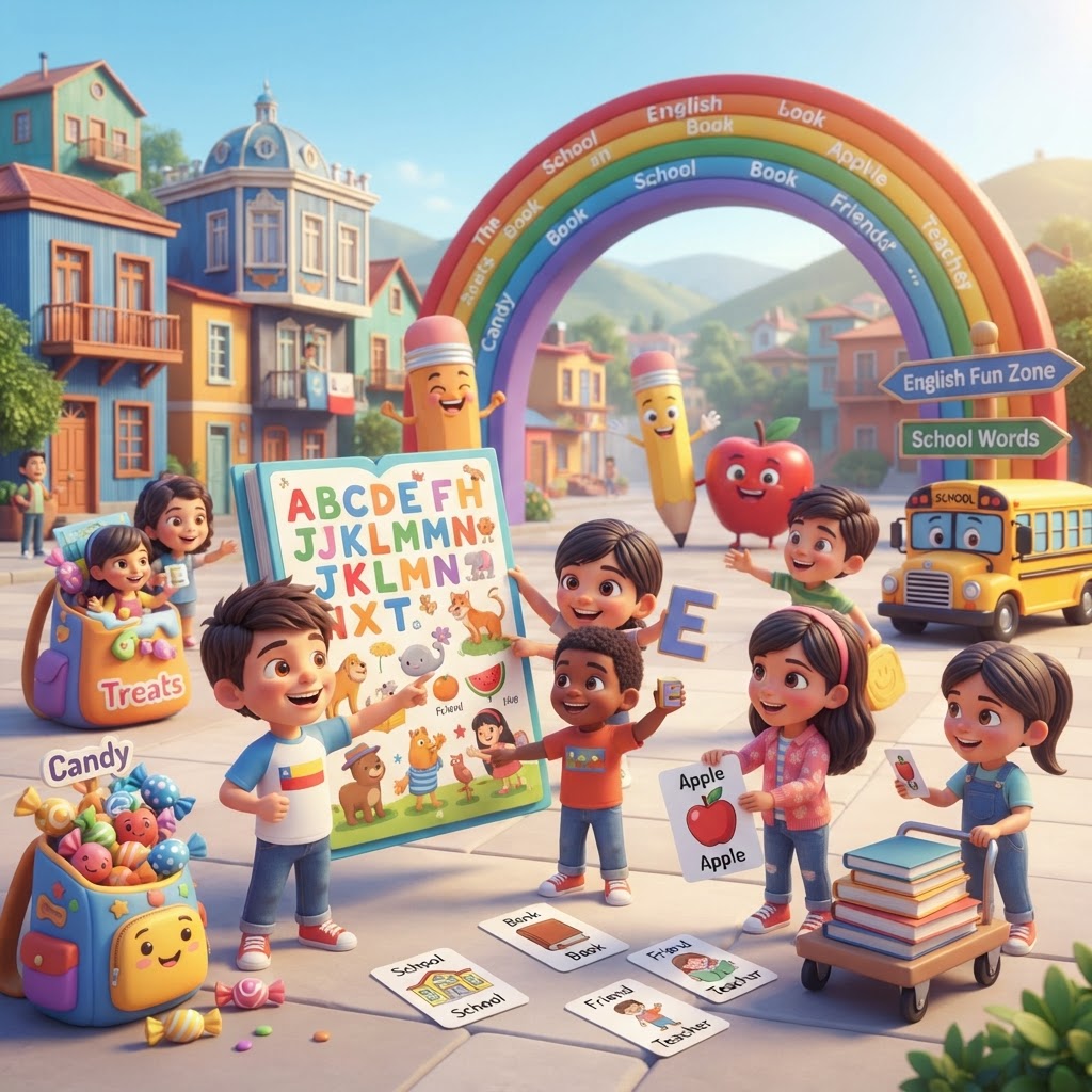 English Fun for Kids in Chile: Cartoons, Candy, Books, and School Words