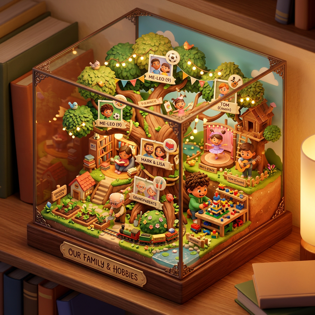 Diorama: family tree and hobbies (Age 8-11) - Var 2