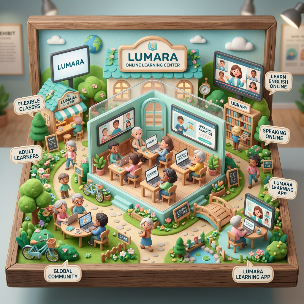 Diorama: Adult English language learners learning online with LUMARA (Age 11-14) - Var 3