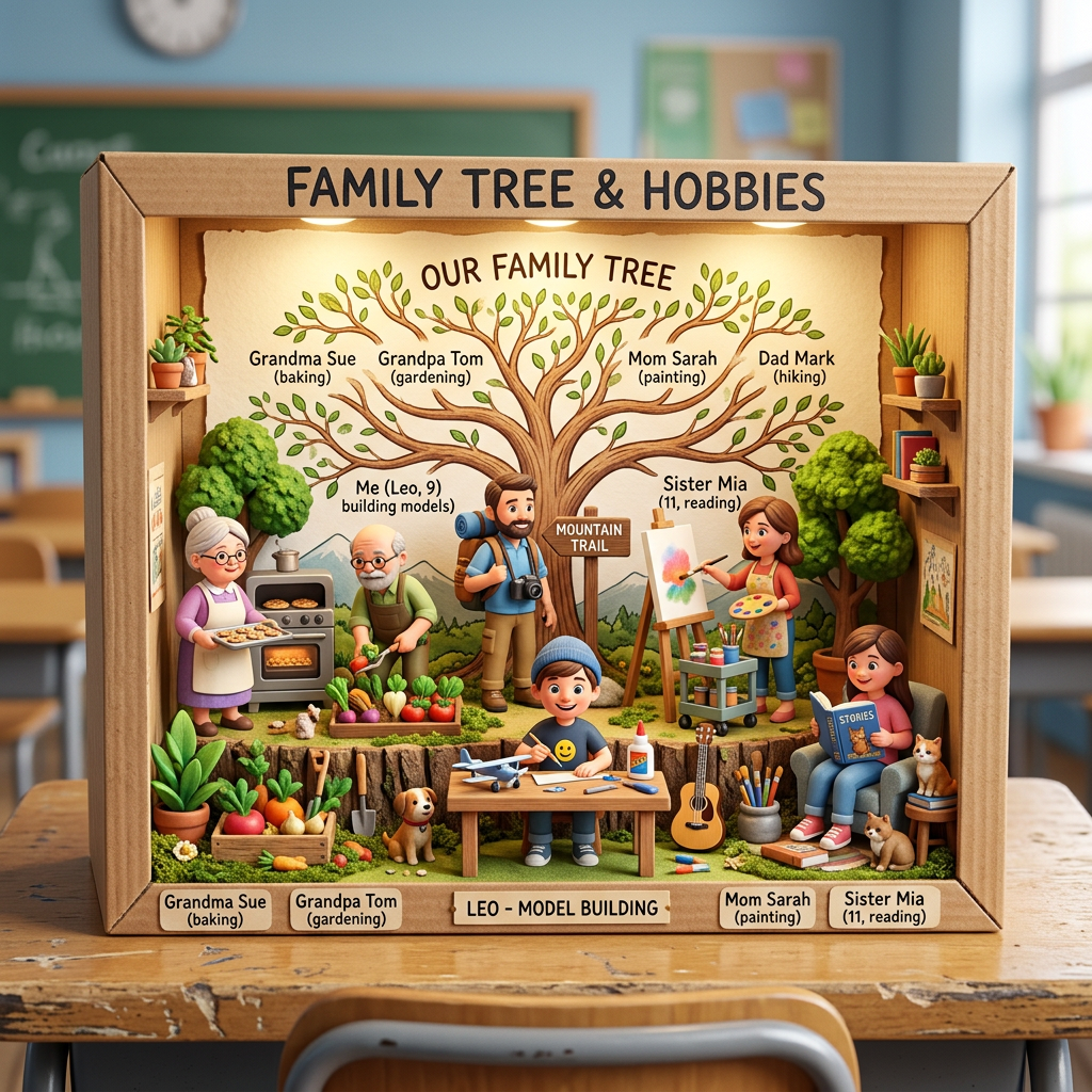Diorama: family tree and hobbies (Age 8-11) - Var 1