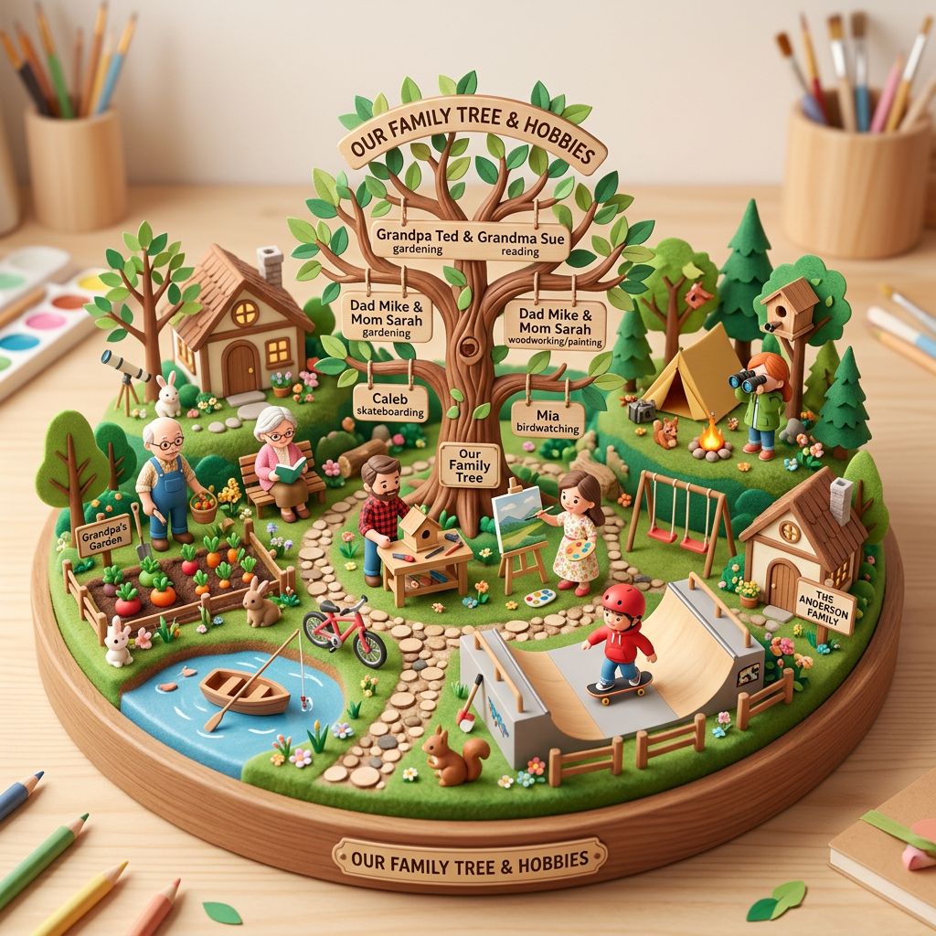 Diorama: family tree and hobbies (Age 8-11) - Var 3