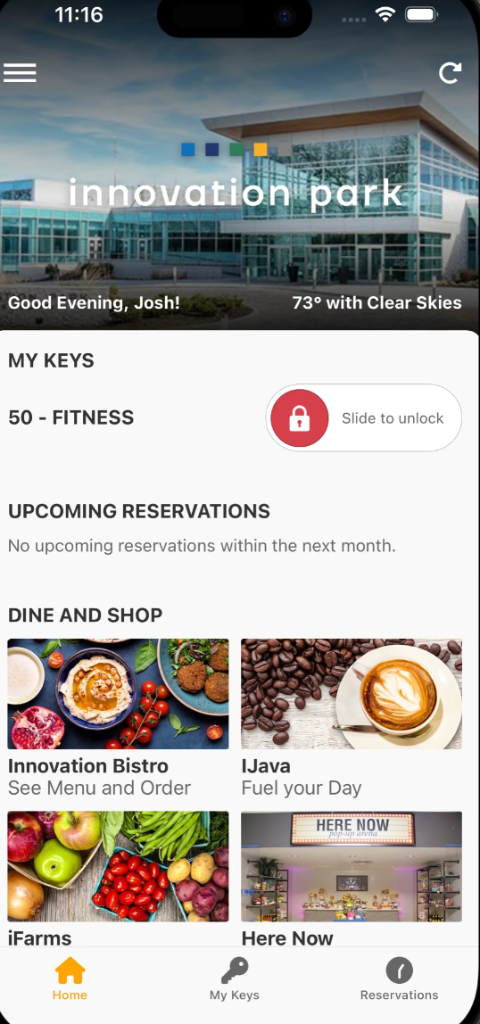 Innovation Park branded mobile app