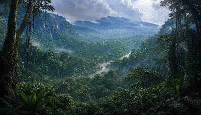 Dense Tropical Rainforest With — Semi-Realistic