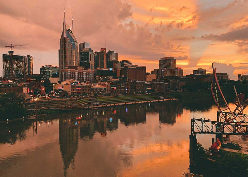 The Nashville skyline at dusk