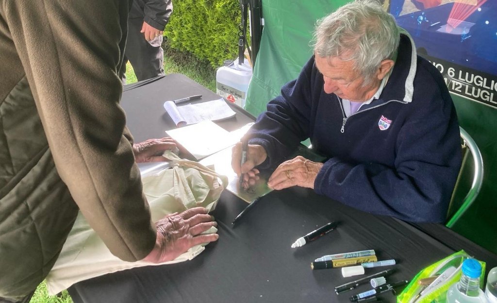 Nick Mason signing Pink Floyd rarity at Clocktower Records 1