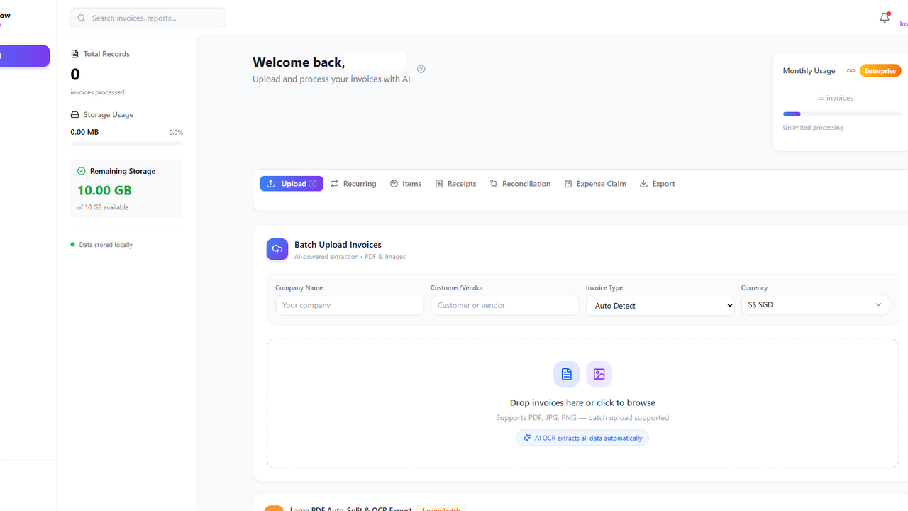 InvoiceFlow AI template preview