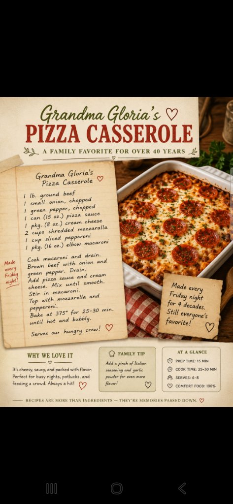 Grandma Gloria's Pizza Casserole