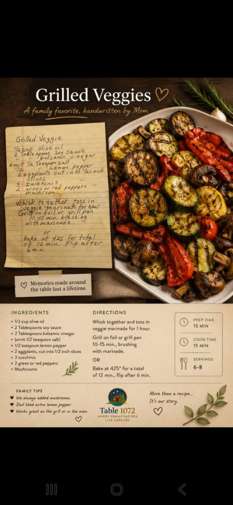 Dad's Grilled Veggie Platter