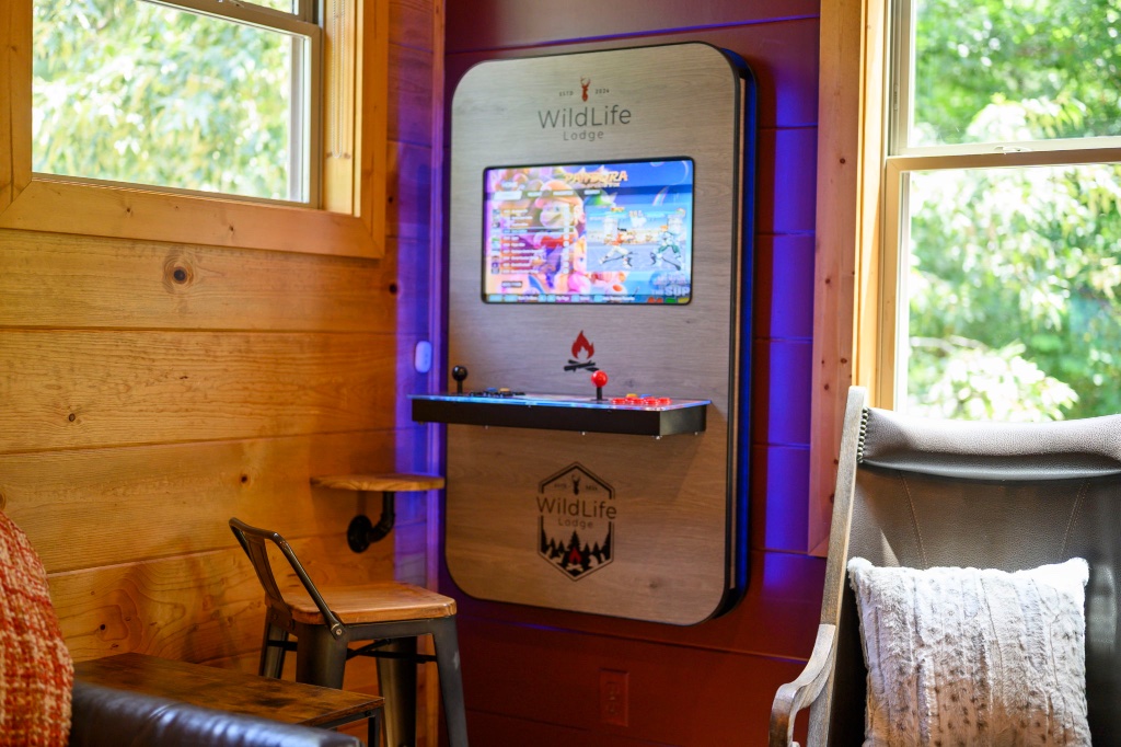 Bar - Black Cabinet with Blue-Lit Beverage Cooler