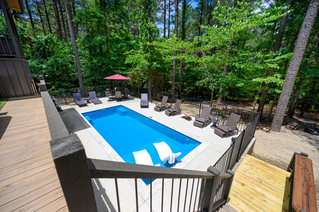 Pool - Full View with Lodge & Covered Porch