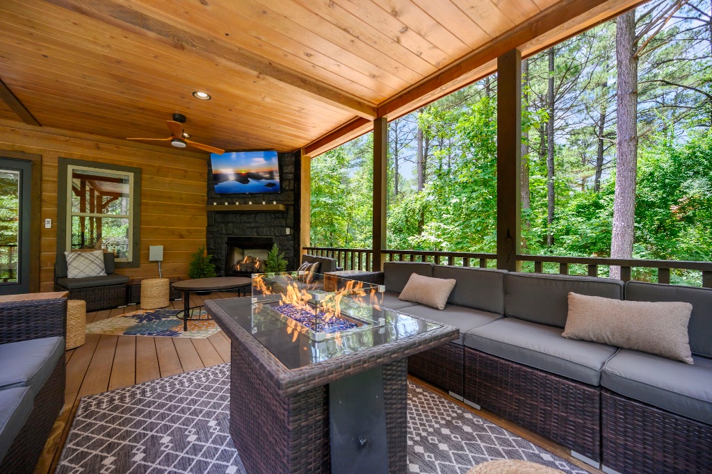 Upper Deck - Bar Table with Pine Tree Views