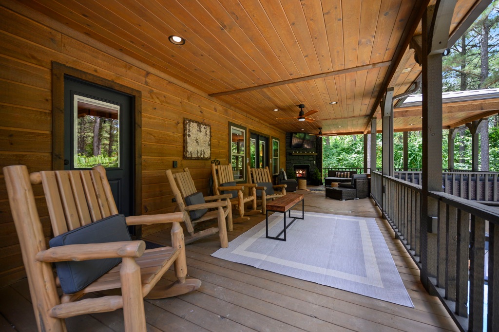 Front Porch - Log Rocking Chairs & Fireplace