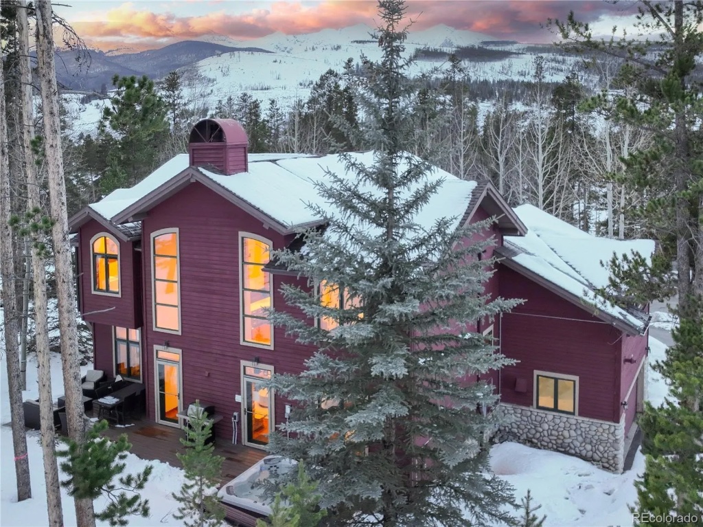 Aerial View - Lodge & Hot Tub with Mountain Views