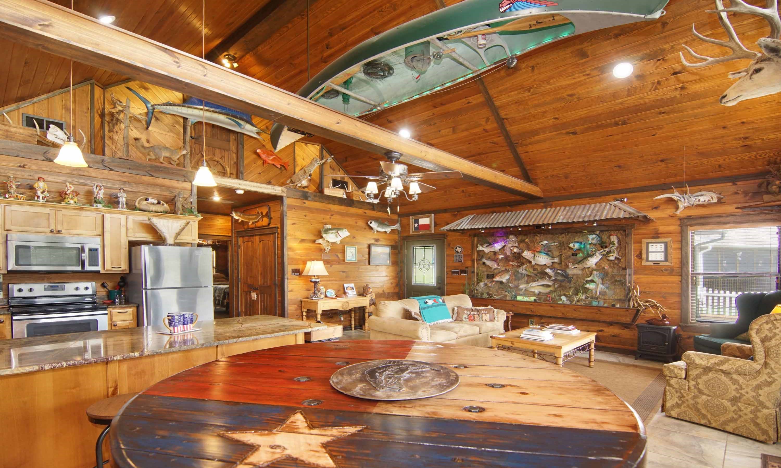 Living Room - Open Concept with Record Fish Scene