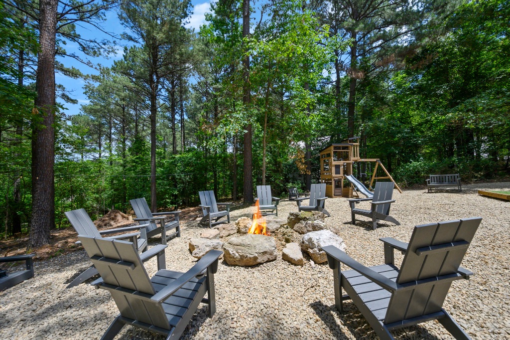 Fire Pit - Adirondack Chairs & Playset