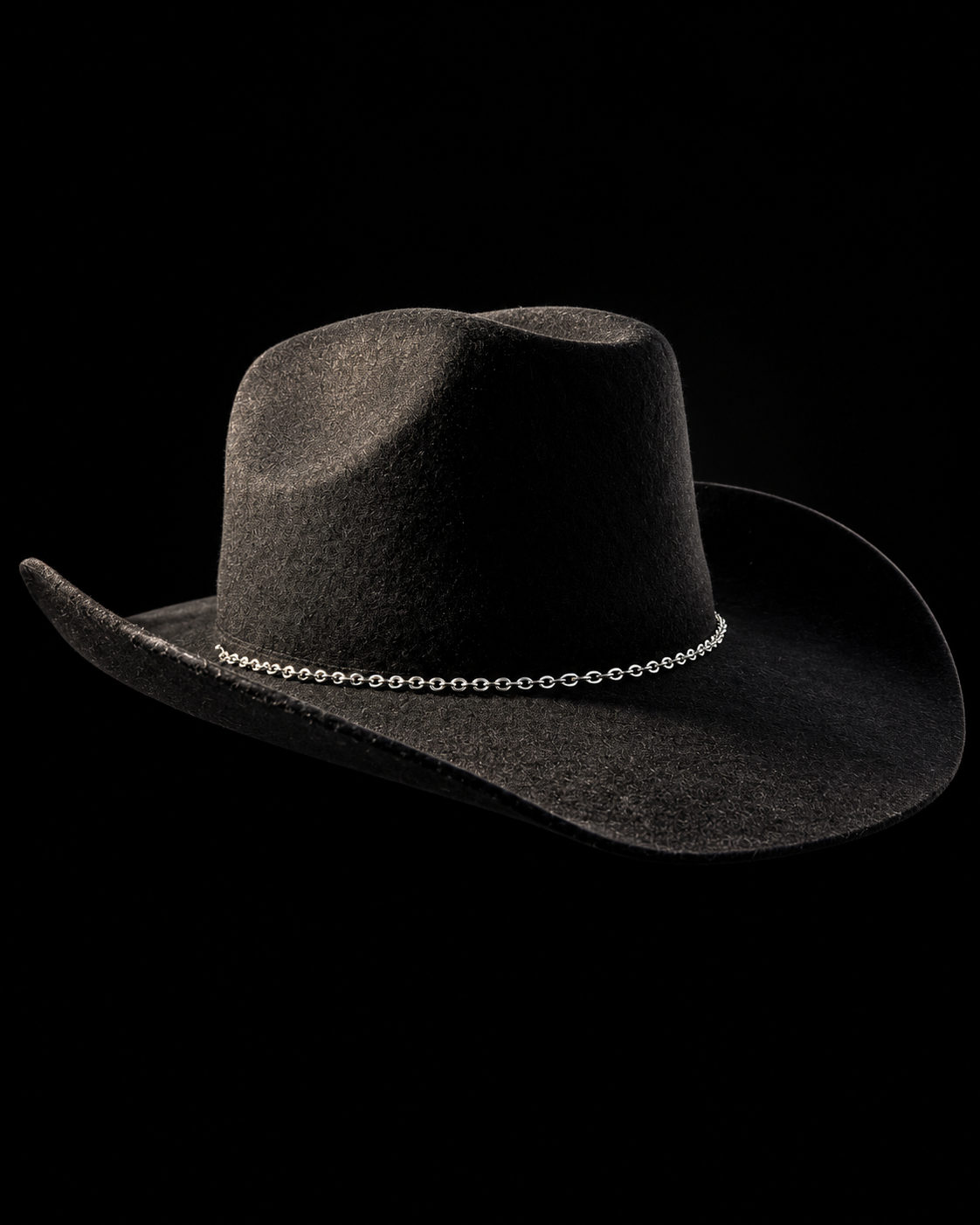 Front three-quarter view of the Black Yin cowboy hat