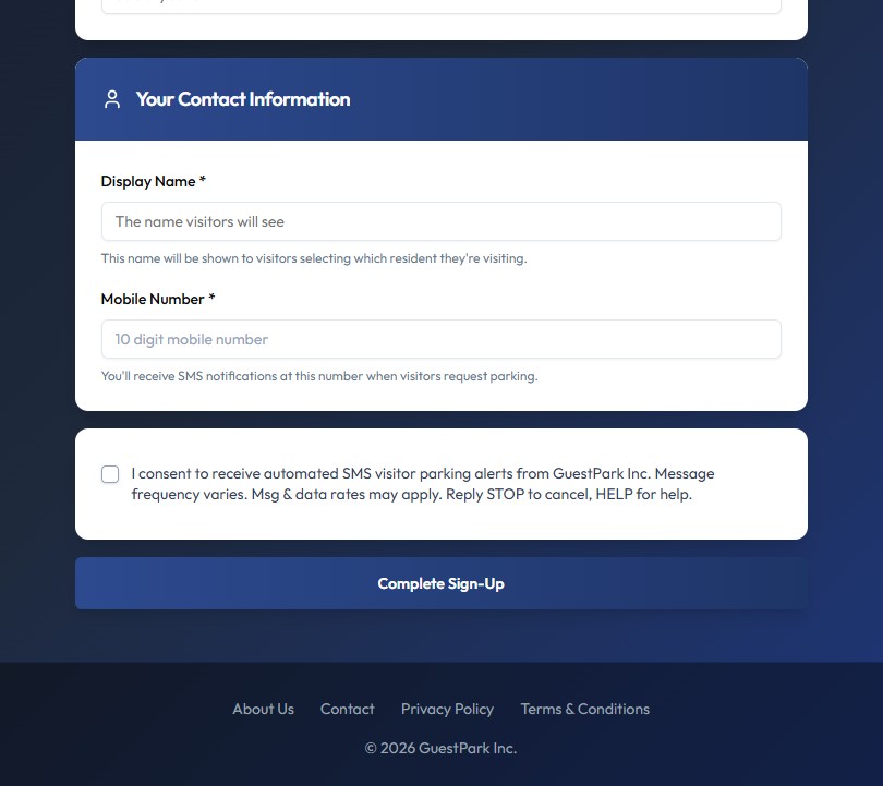 Resident SMS opt-in consent form