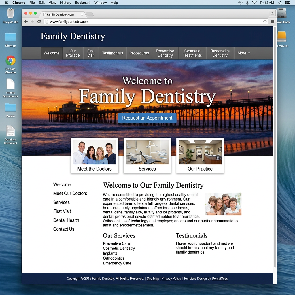Before — outdated dental template website