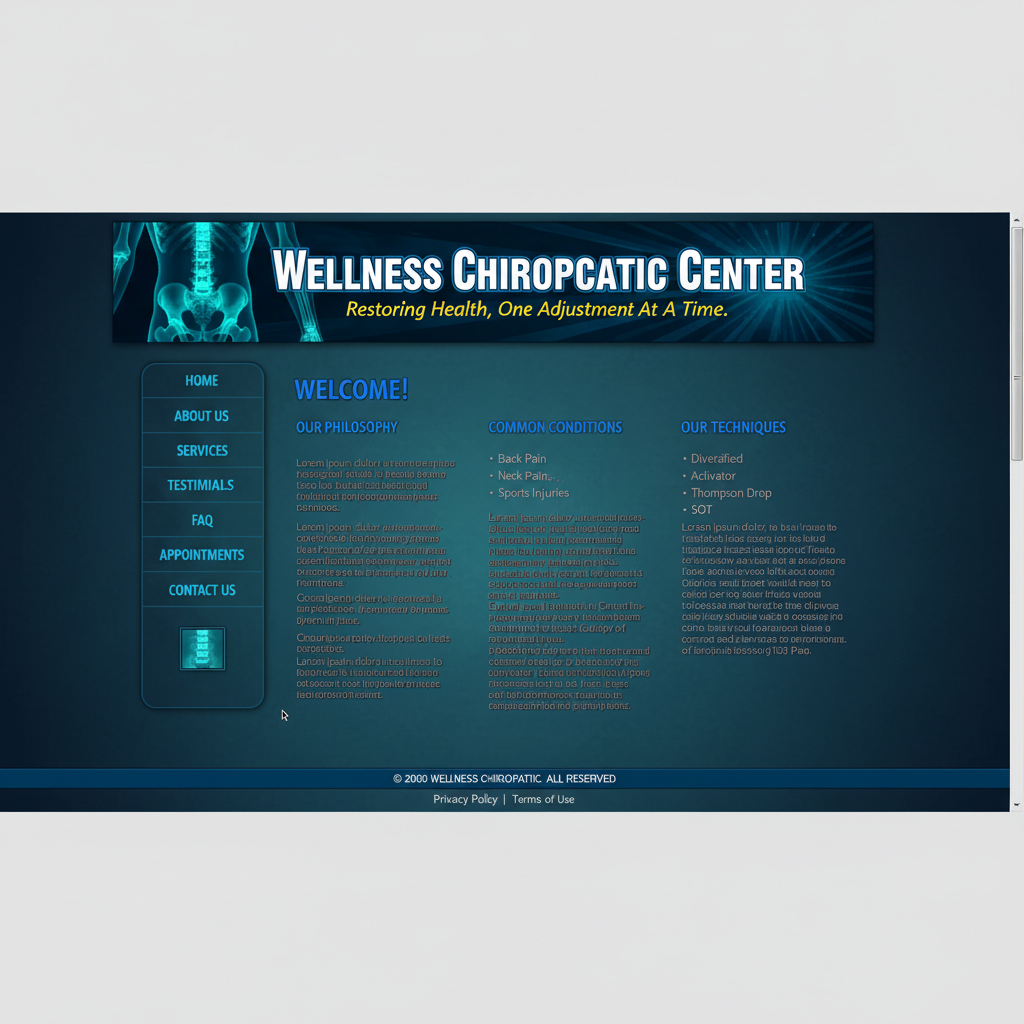 Before: outdated chiropractic website design
