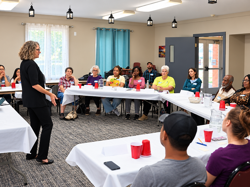 Participants attending a Reframing the Brain community cooking class.