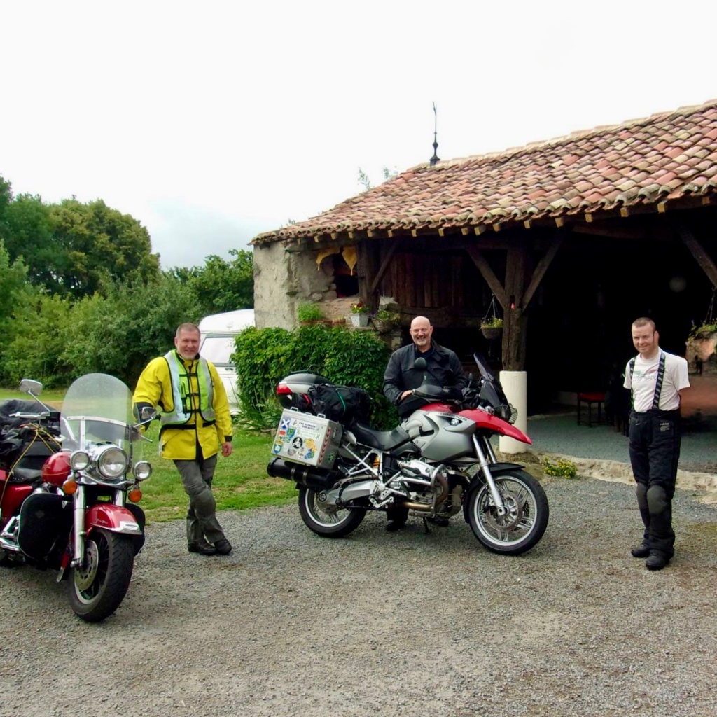 Riders with their BMW GS — rural France