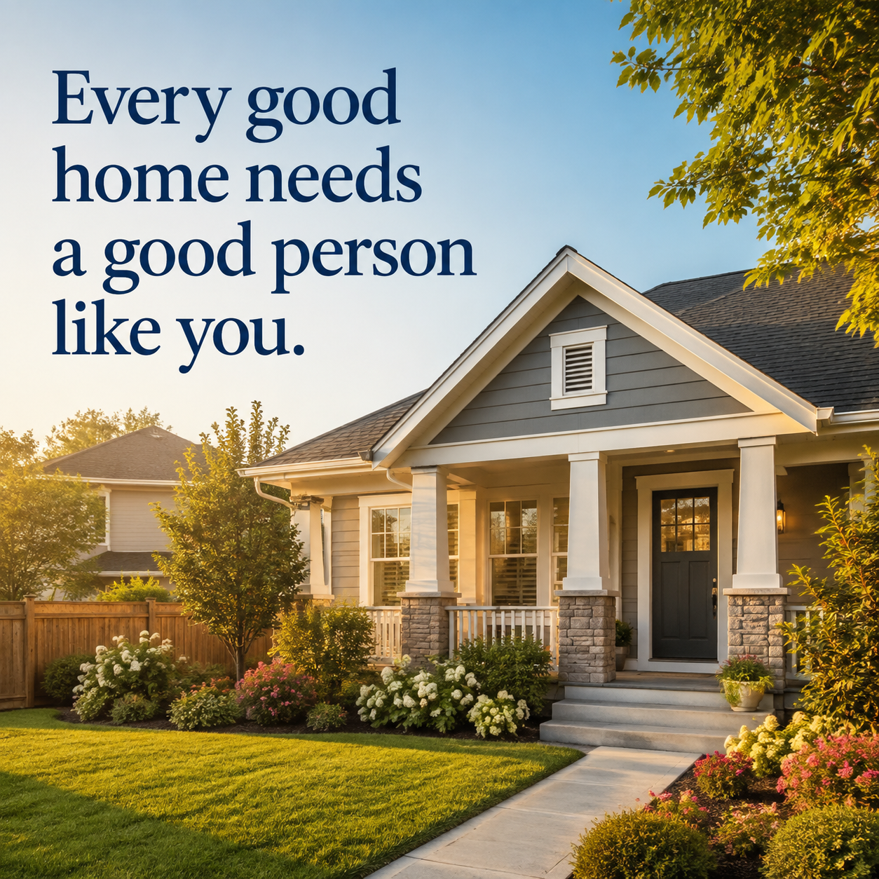 A warm suburban home at golden hour