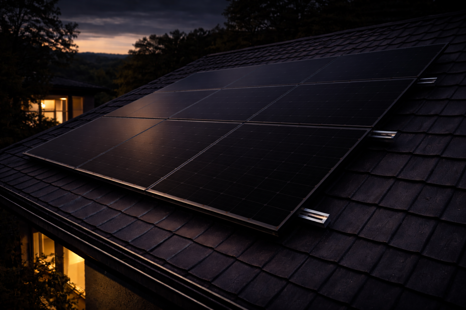 Hochwertige Solarmodule auf einem Dach