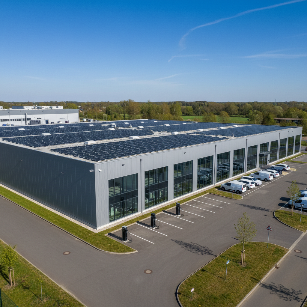 Gewerbehalle mit Flachdach