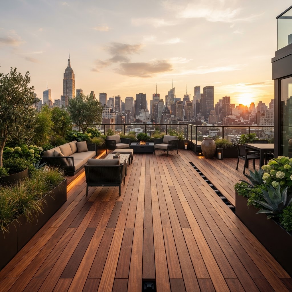 Rooftop Decks with Tropical Hardwood: Building Over Waterproof Membranes