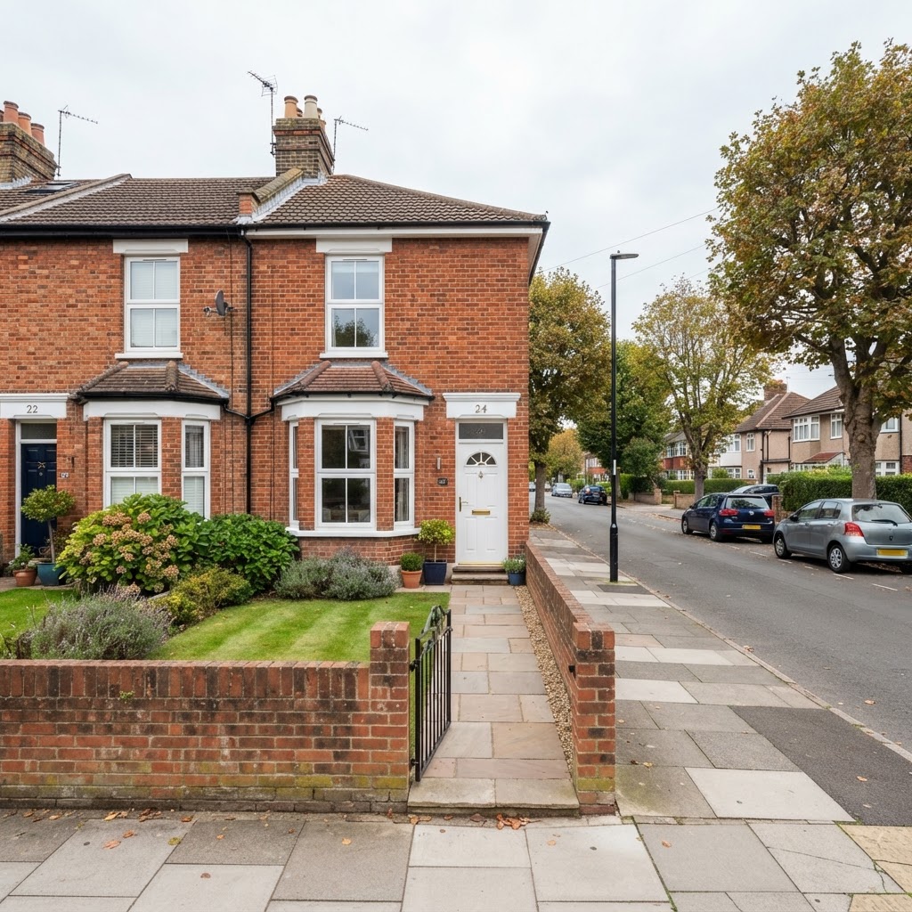 Newly refurbished 2-bed end-terrace home with rear courtyard