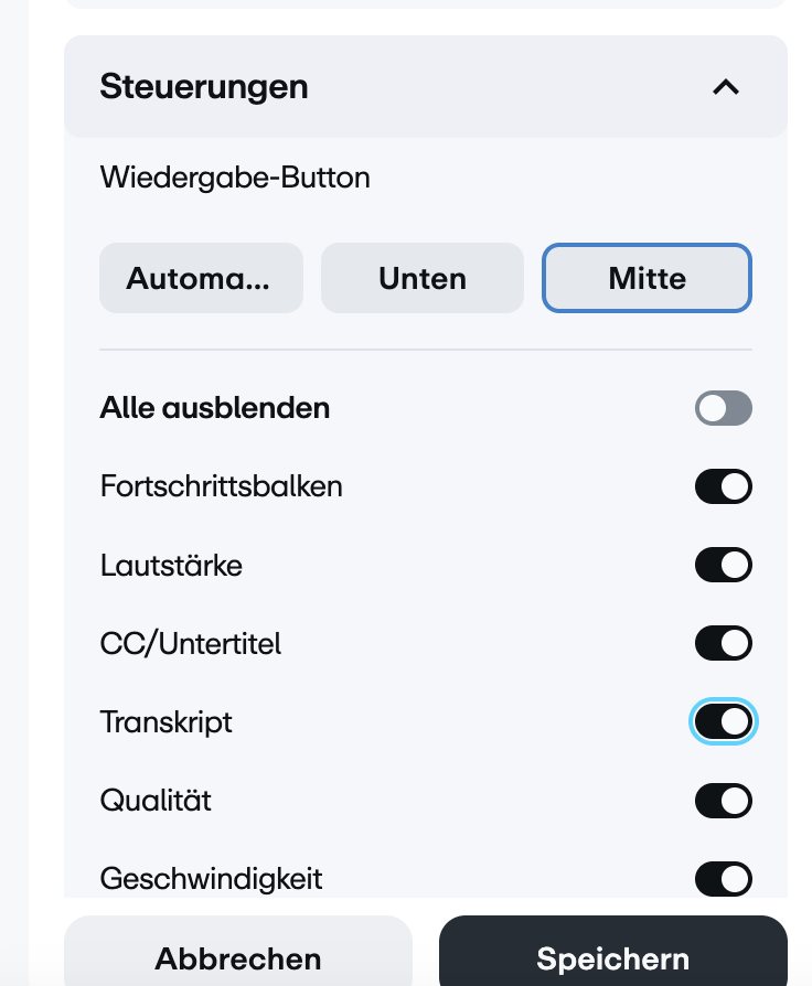 Transkript aktivieren