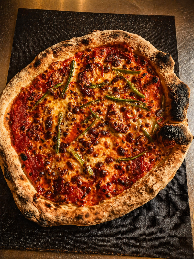 Spicy pizza with peppers