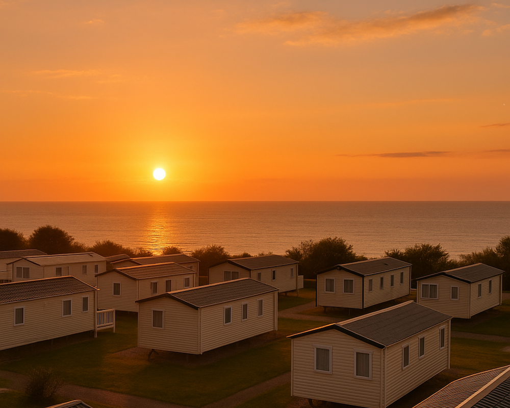 Caravan park at sunset