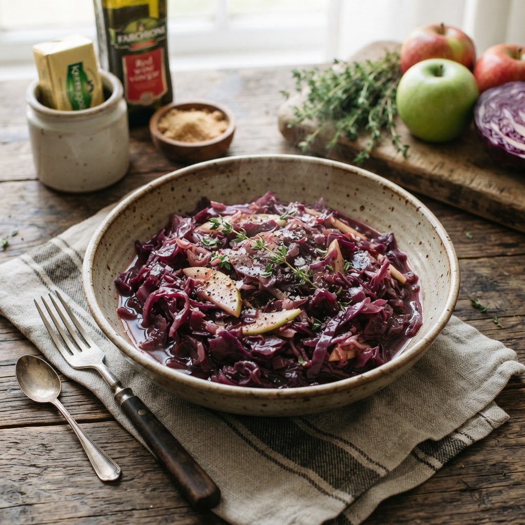 Braised Red Cabbage + Green Apples