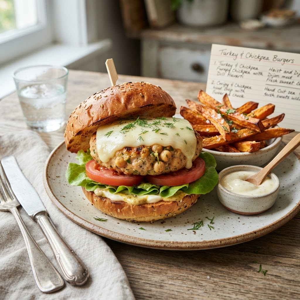 Turkey and Chickpea Burgers with Dill Havarti