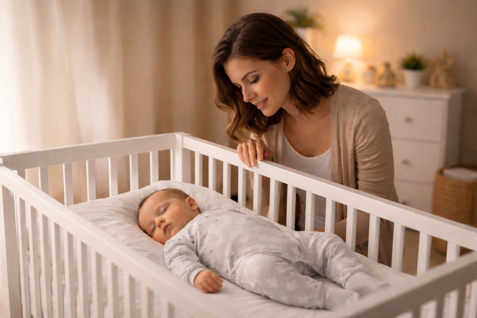 Parent with sleeping baby