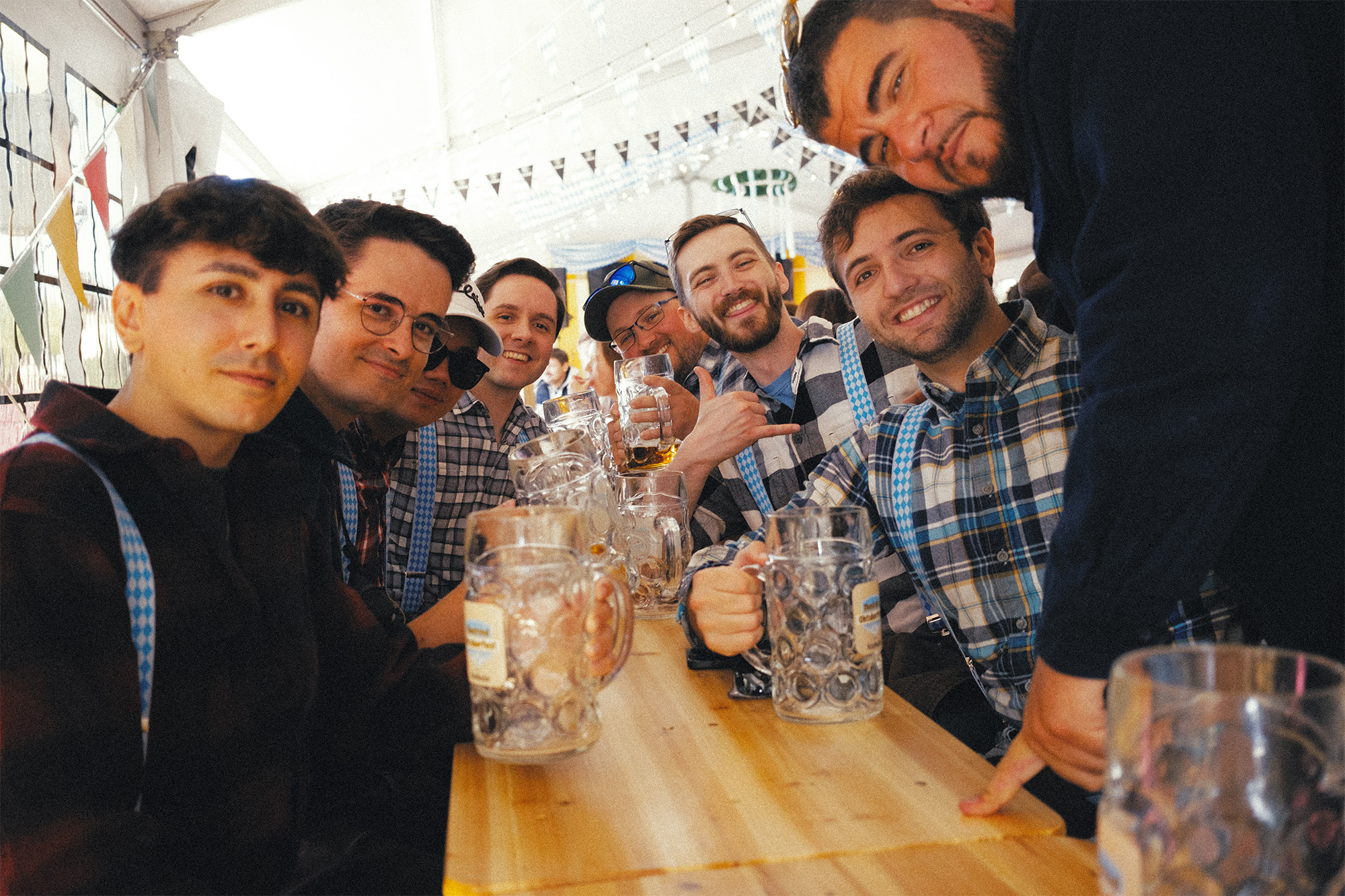 Steins raised at the table