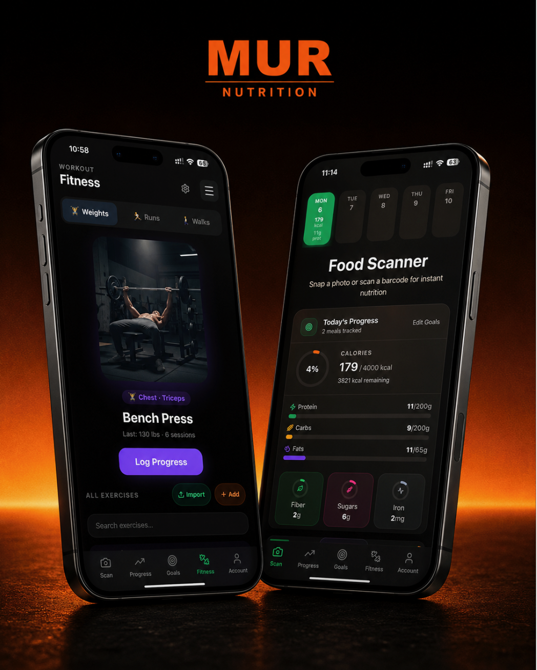 MUR Nutrition fitness and food scanner apps