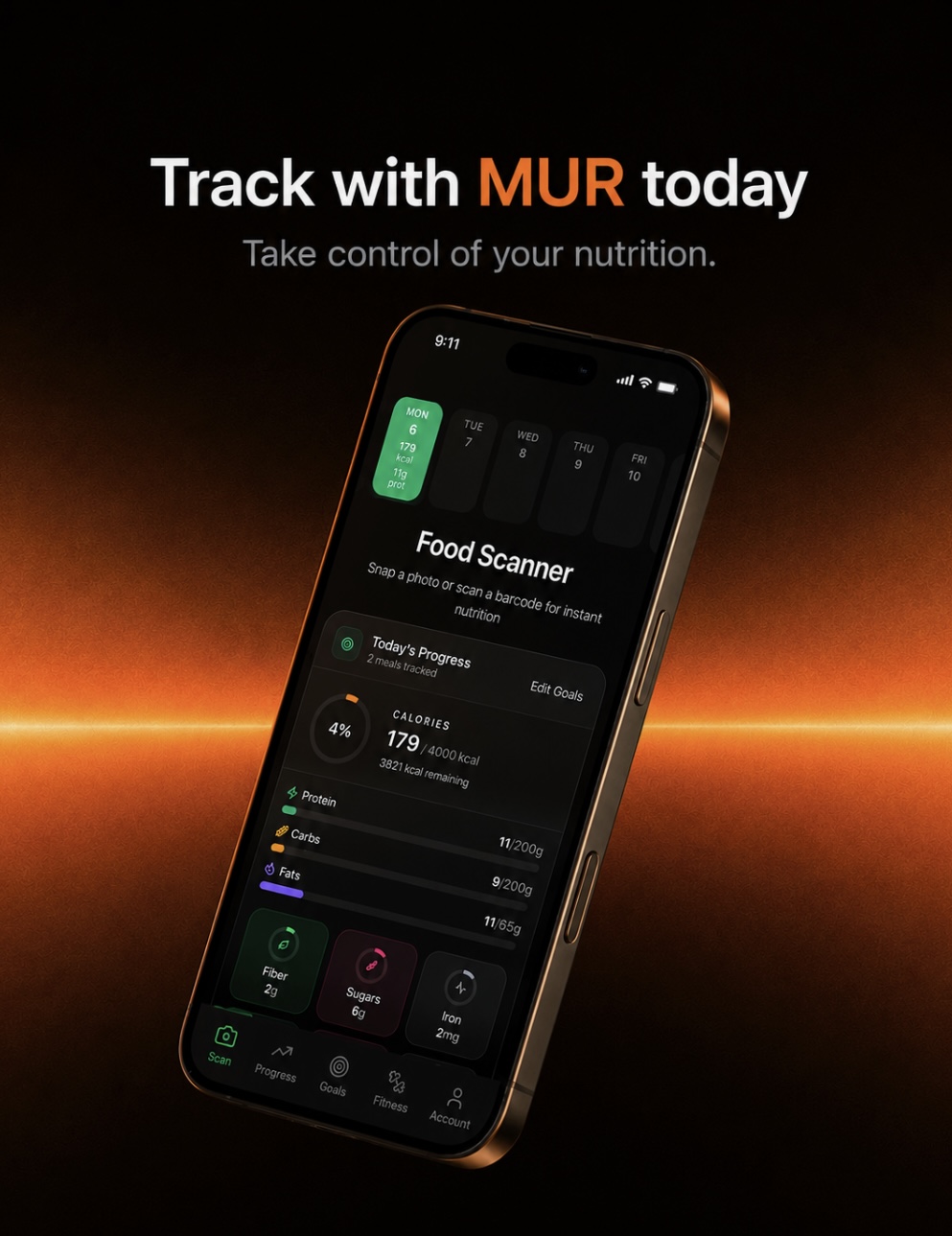 MUR Nutrition food scanner on iPhone