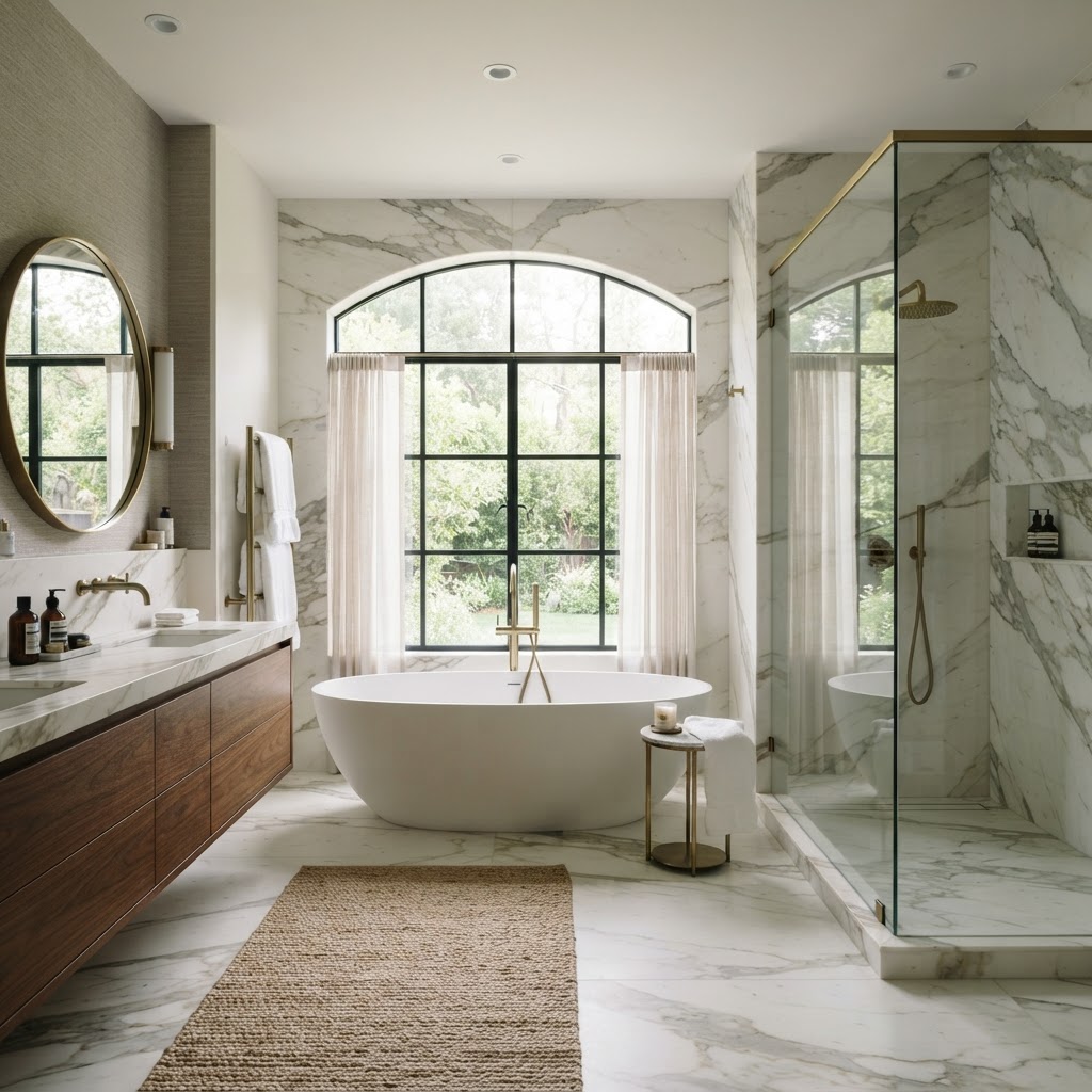 Master bathroom above under-slab plumbing lines