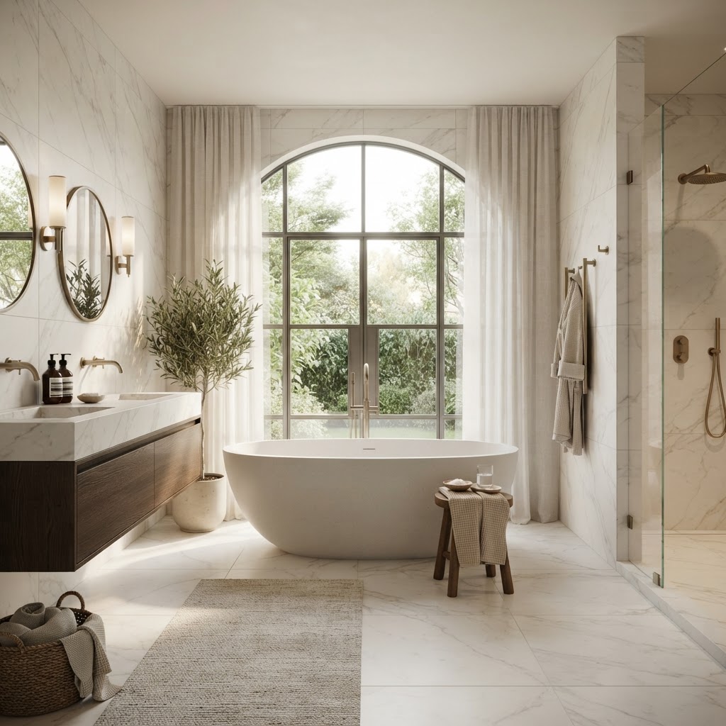 Stunning bathroom with modern fixtures