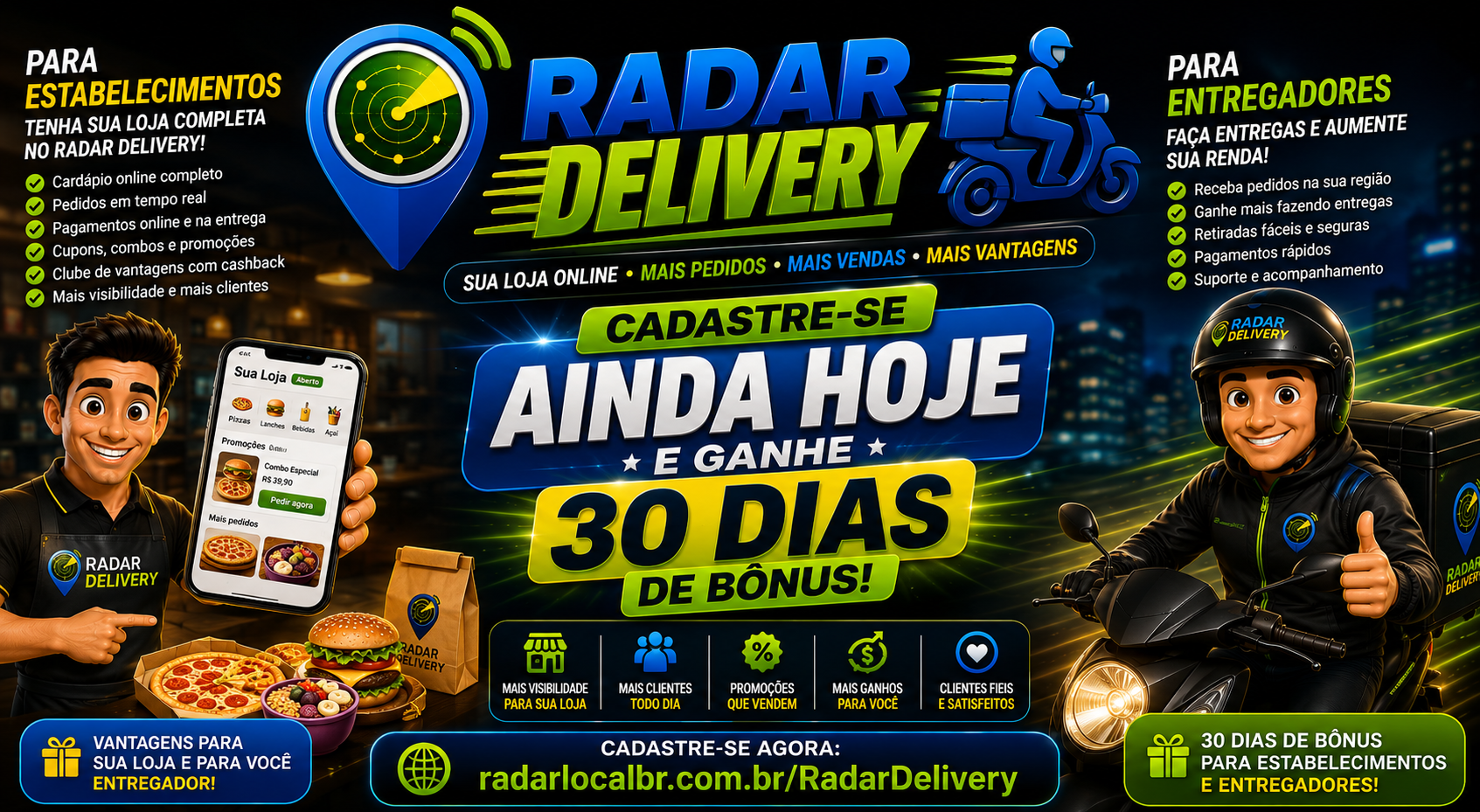 Radar Delivery — cadastre-se e ganhe 30 dias de bônus