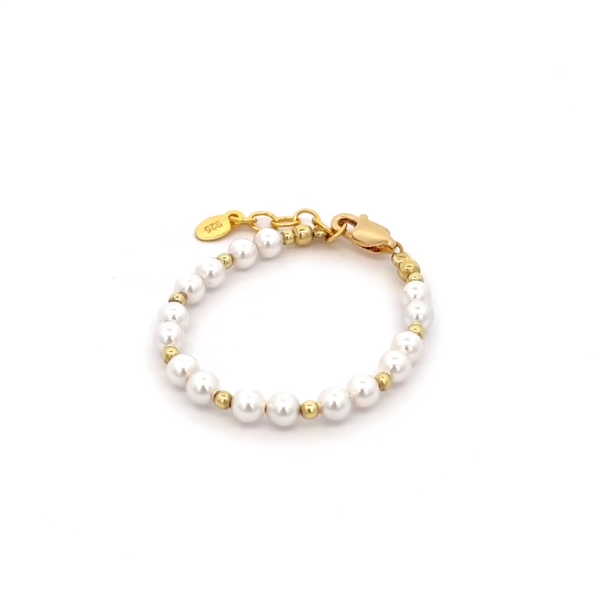 Girls 14K Gold-Plated Pearl Baby Bracelet Children's Jewelry