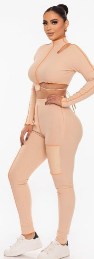 Leather 2pcs Leggings set 