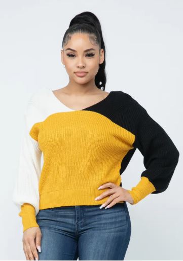 Color Block Twisted Sweater