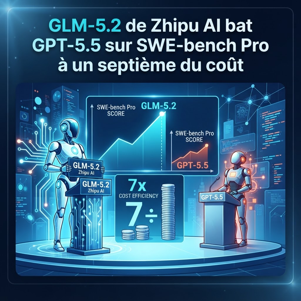 GLM-5.2 de Zhipu AI bat GPT-5.5 sur SWE-bench Pro à un septième du coût